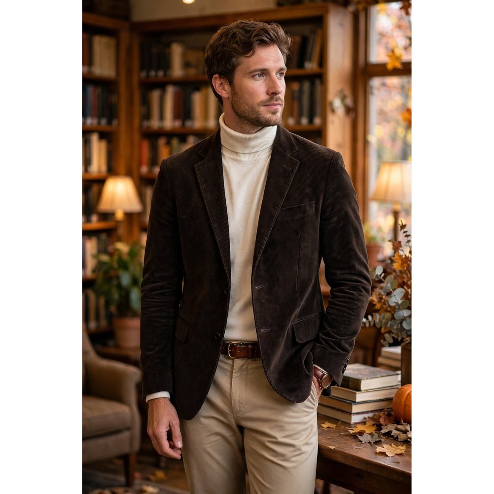 Brooks Brothers Mens 42R Dark Brown Corduroy Single Breasted Sports Blazer